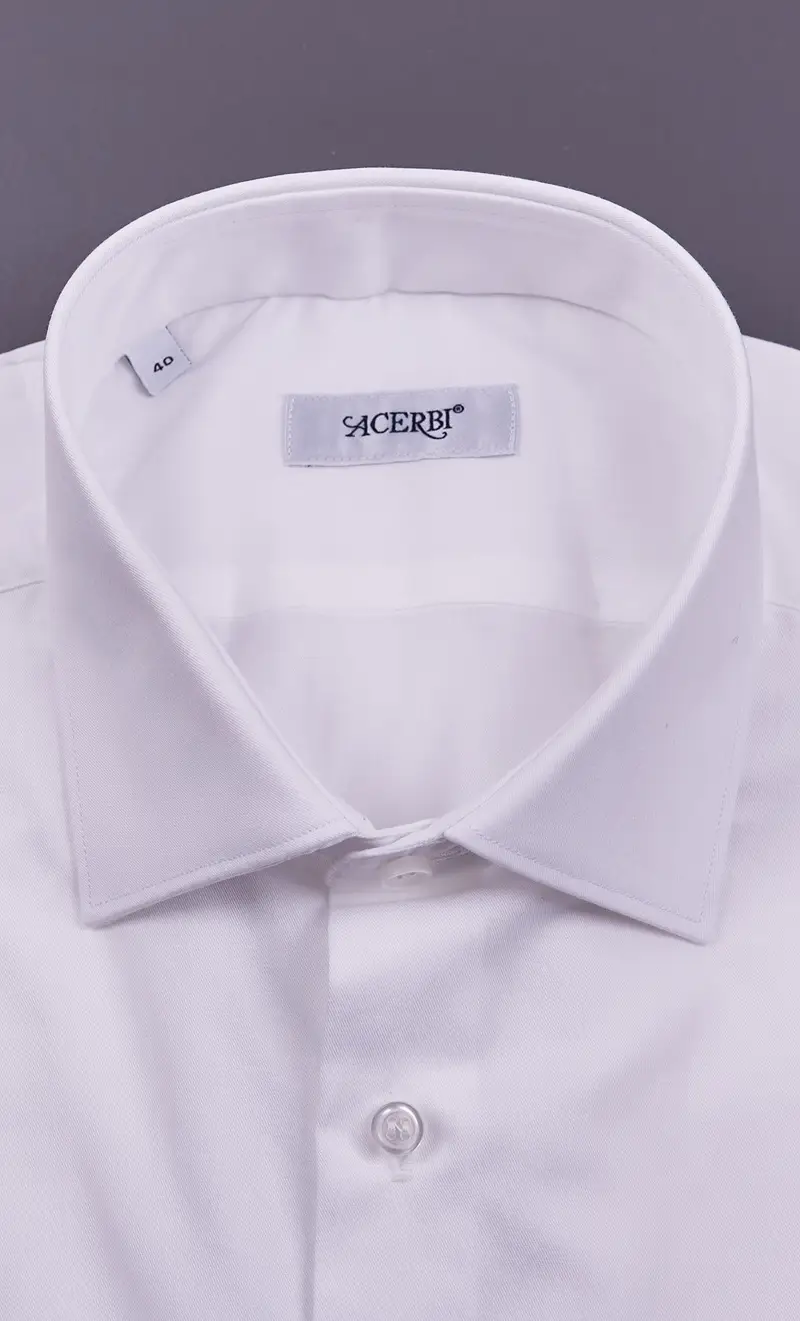 Camicia acerbi tinta unita, colore bianco miniatura 2