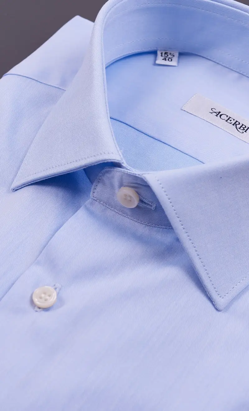 Camicia acerbi tinta unita, colore celeste miniatura 2