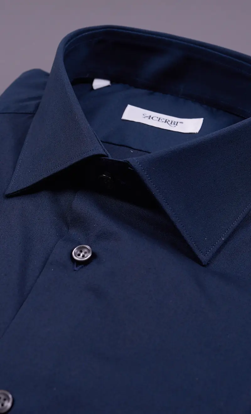 Camicia acerbi tinta unita stretch, colore blu miniatura 2