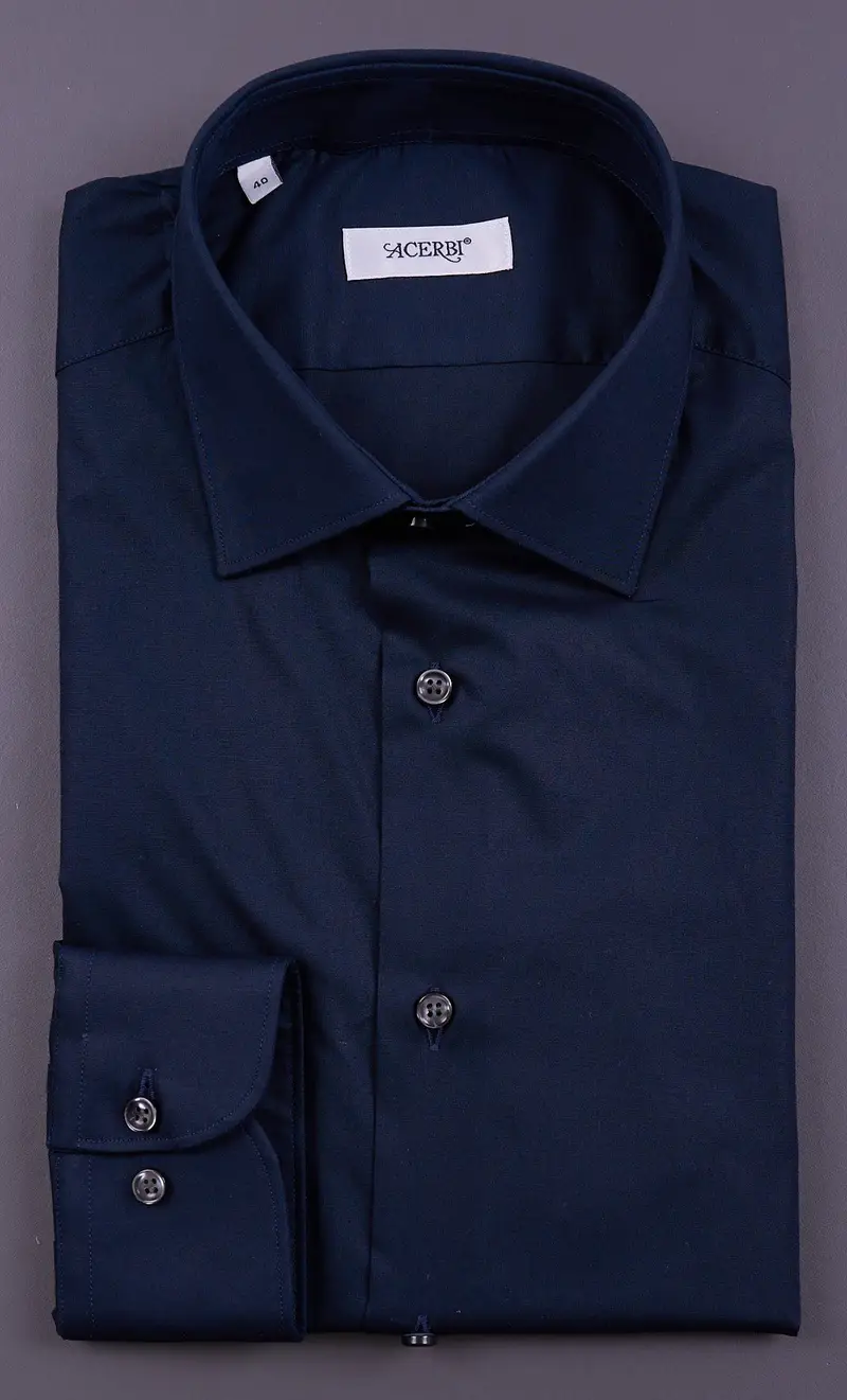 Camicia acerbi tinta unita stretch, colore blu