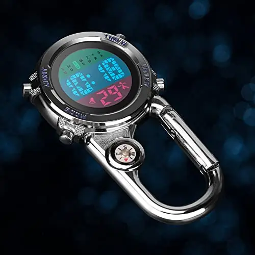 Aceshop Orologio con Moschettone Digitale con Clip su Orologio al Quarzo Multifunzione Orologio FOB con Quadrante miniatura 3