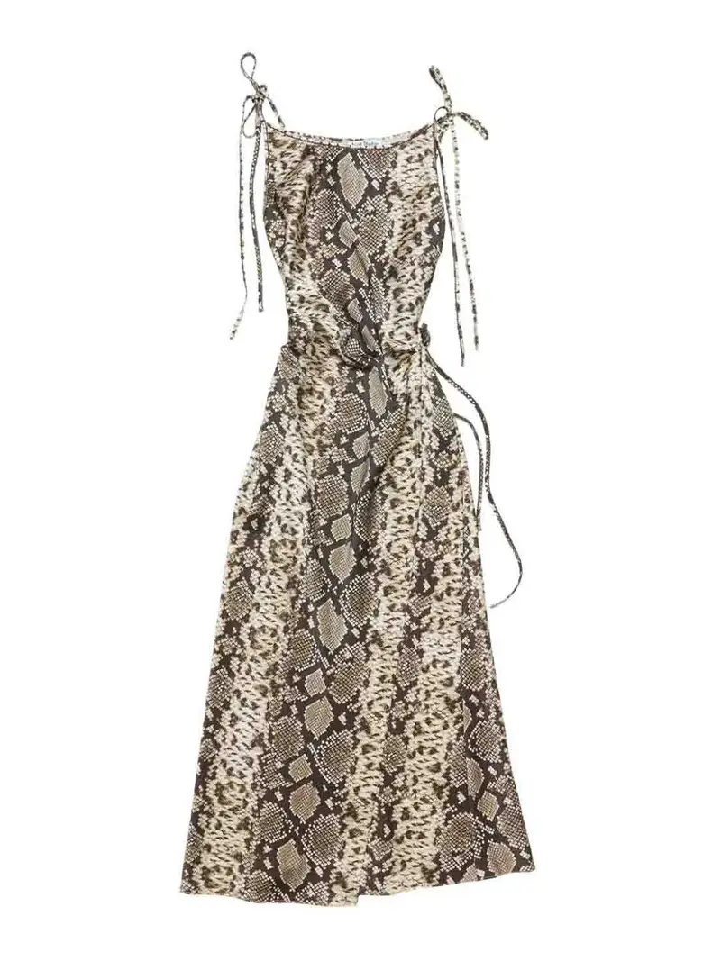 Vestito lungo stampato Marrone