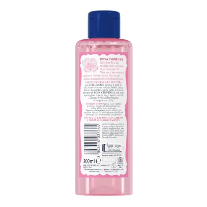 Acqua alle Rose Acqua Micellare Lenitiva per Pelli Sensibili, Strucca e Deterge Viso, Occhi e Labbra, con Estratto di Rosa Chinensis che protegge la pelle dagli agenti esterni, Senza Risciacquo 200 ml miniatura 2