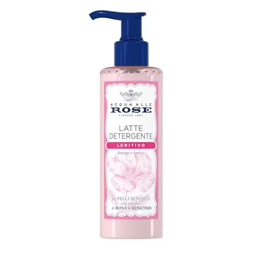 Acqua alle Rose, Latte Detergente Lenitivo, Con Estratto di Rosa Chinensis, Ideale per le Pelli Secche o Sensibili,