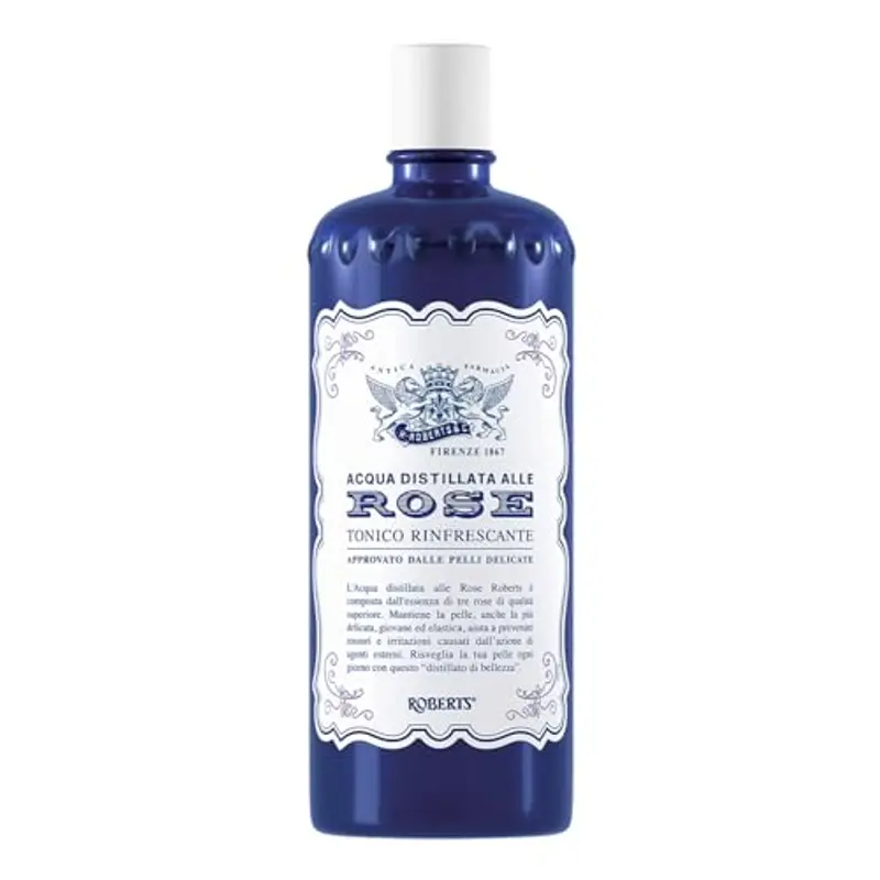 Acqua alle Rose, Tonico Viso con Acqua Distillata Alle Rose, Formula Rinfrescante con Proprietà Idratanti, Tonificanti e Lenitive, Rende la Pelle Giovane ed Elastica, 300ml