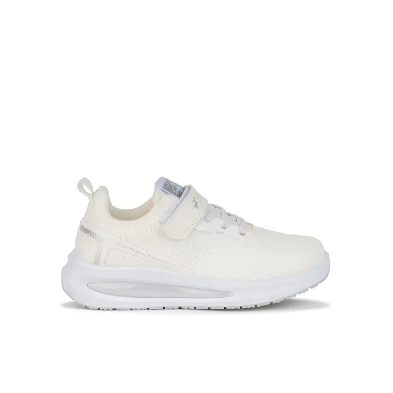 Sneakers running bianche da bambino con velcro e lacci elastici