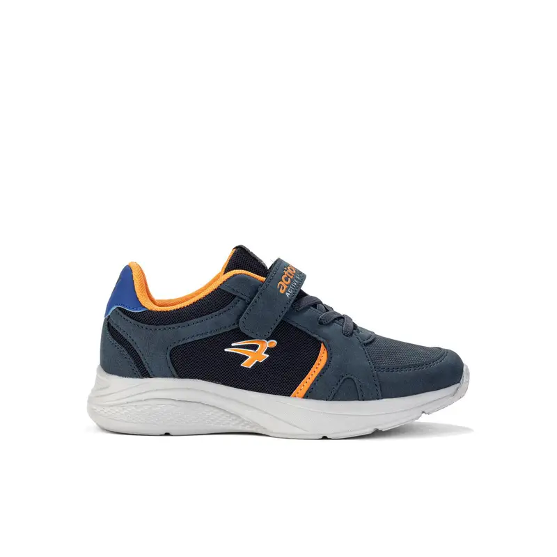 Sneakers running blu da bambino con velcro