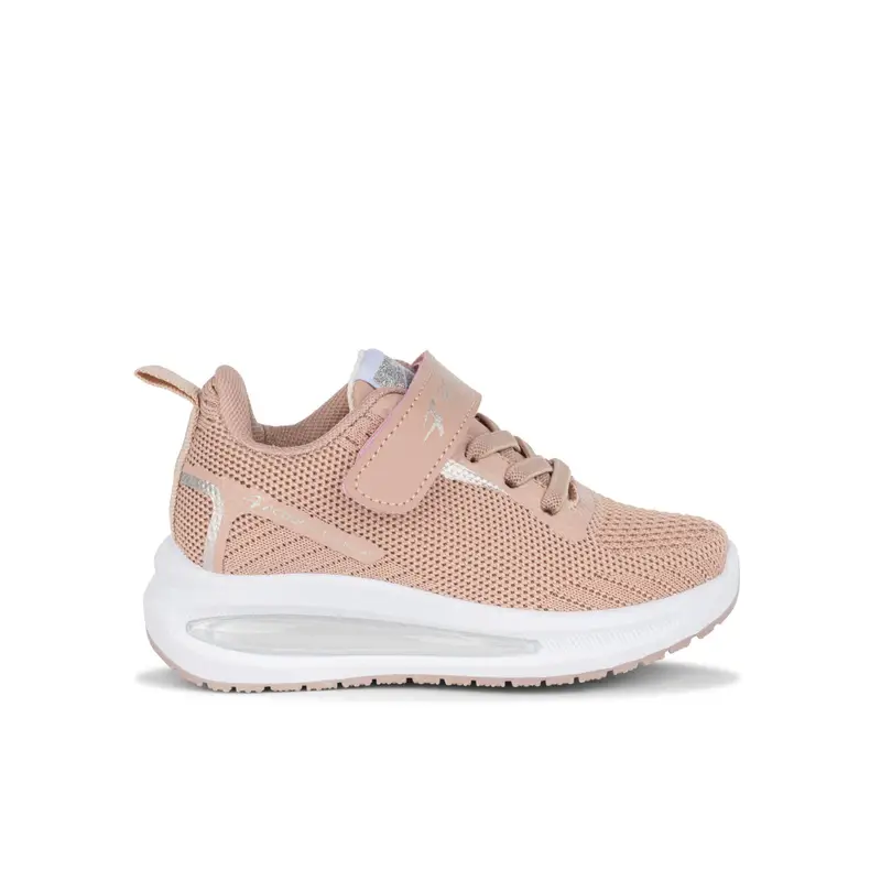 Sneakers running rosa da bambina con velcro e lacci elastici