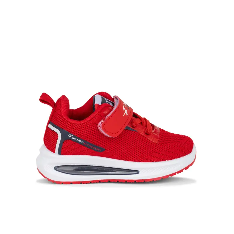 Sneakers running rosse da bambino con velcro e lacci elastici