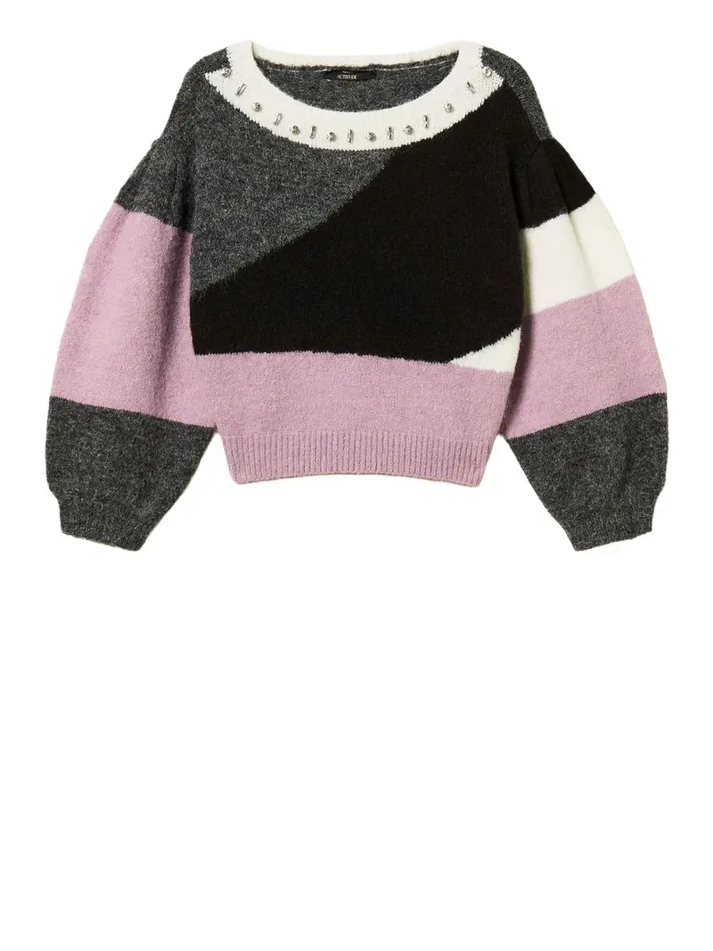 pullover actitude da donna - rosa grigio nero Multicolore