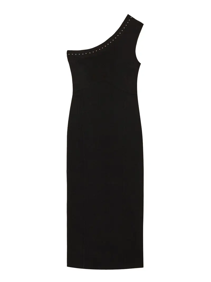 vestito midi actitude monospalla da donna - nero