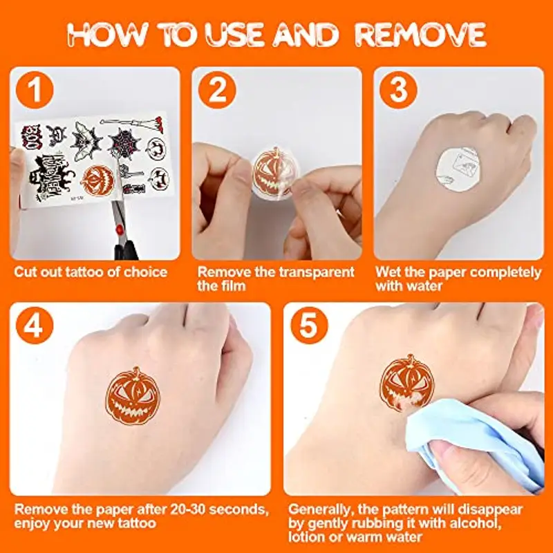 ACWOO Tatuaggi Temporanei per Bambini, 10 Fogli Luminosi Halloween Tatuaggi Set, Halloween Impermeabile Temporaneo miniatura 3