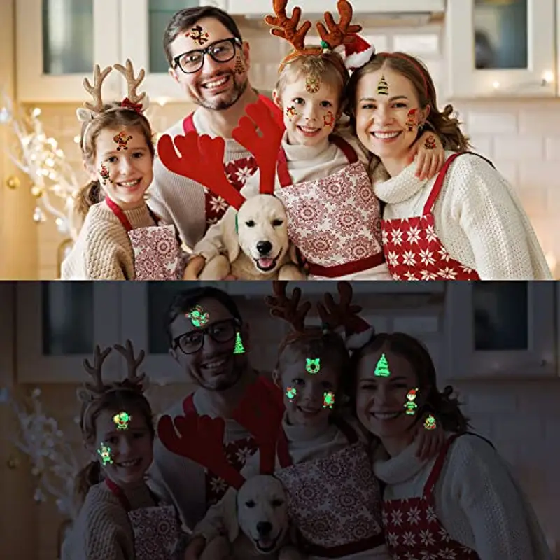 ACWOO Tatuaggio Temporaneo di Natale per i Bambini, 10 Fogli Tatuaggi Temporanei Glitter di Natale per Bambini miniatura 2