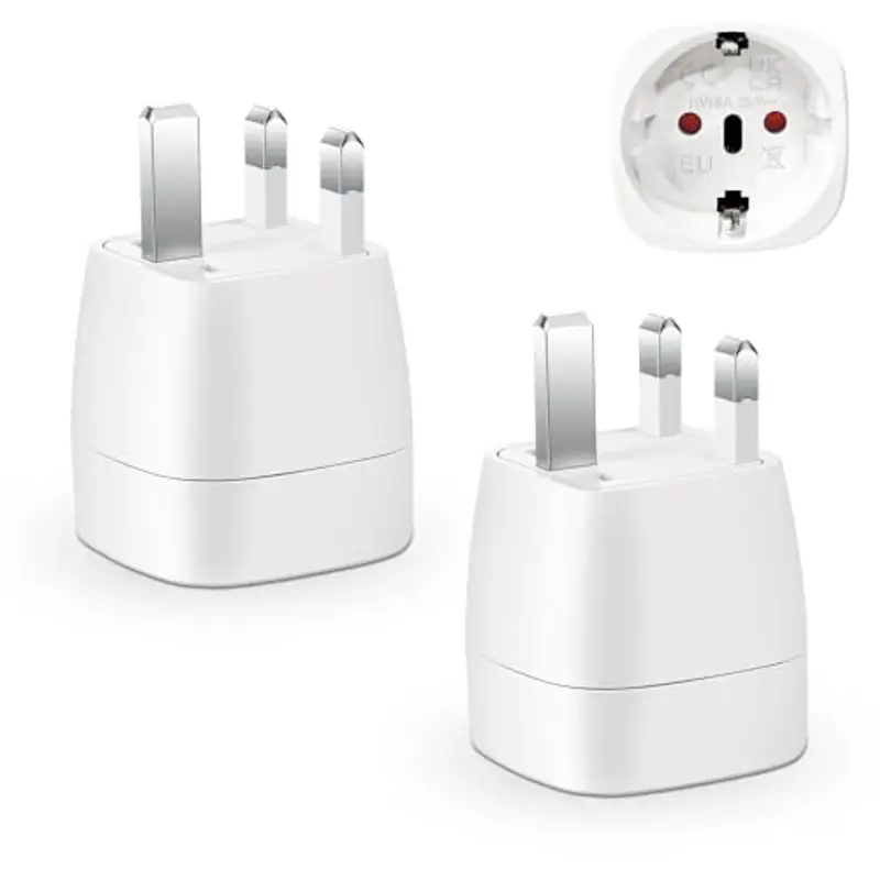 Adattatore Presa Inglese - Vutizal 2 pezzi Adattatore Universale da Viaggio - 3250W Adattatore UK per Regno Unito, Irlanda, Dubai, Maldive (Tipo G Bianco)