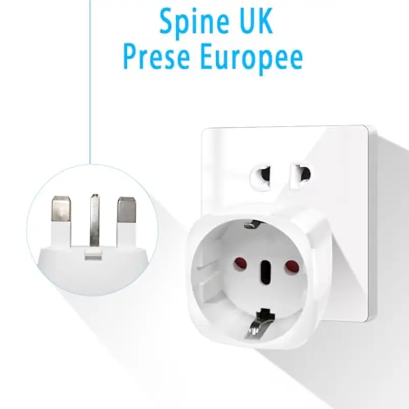 Adattatore Presa Inglese - Vutizal 2 pezzi Adattatore Universale da Viaggio - 3250W Adattatore UK per Regno Unito, Irlanda, Dubai, Maldive (Tipo G Bianco) miniatura 2