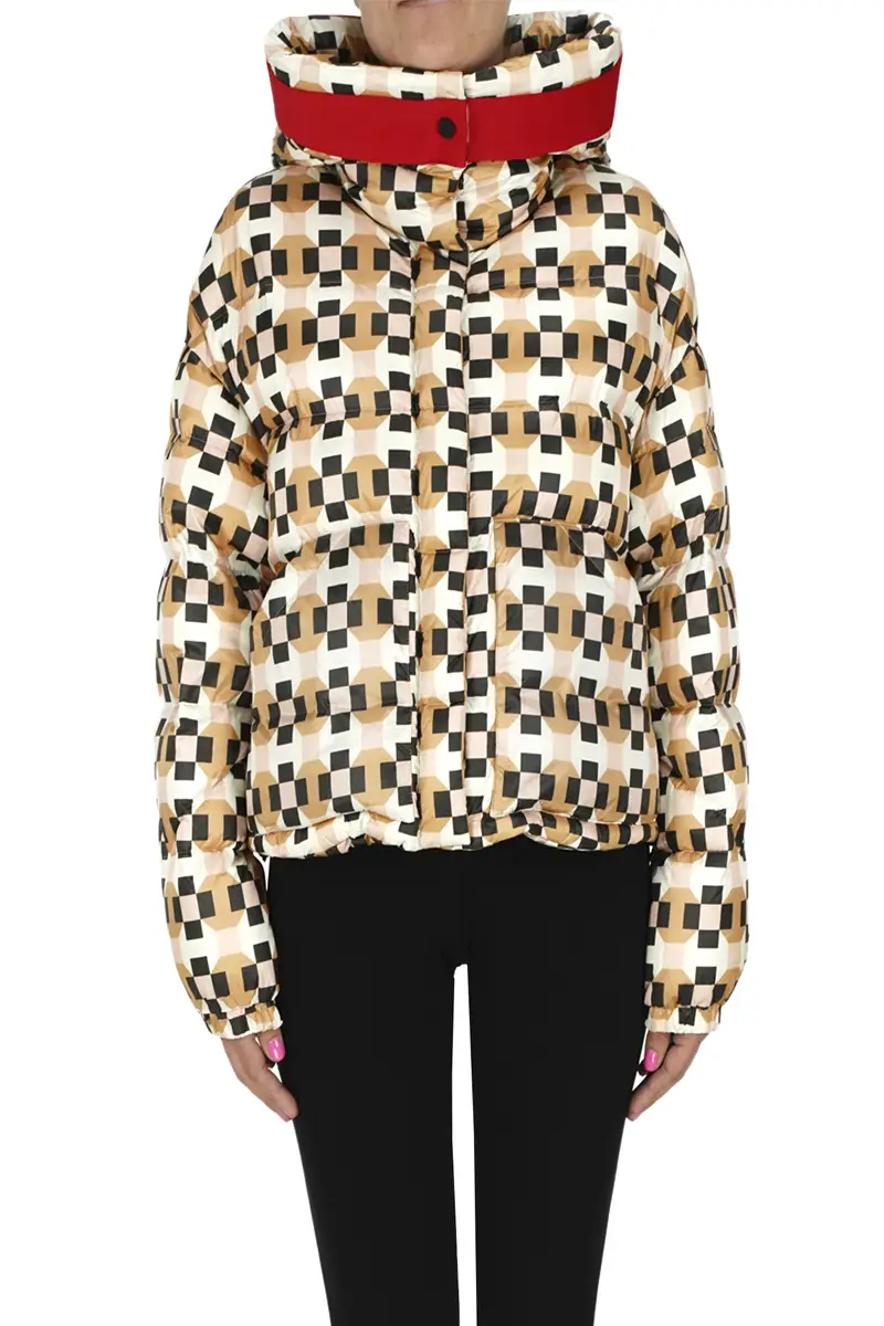 Piumino corto stampa optical Multicolore