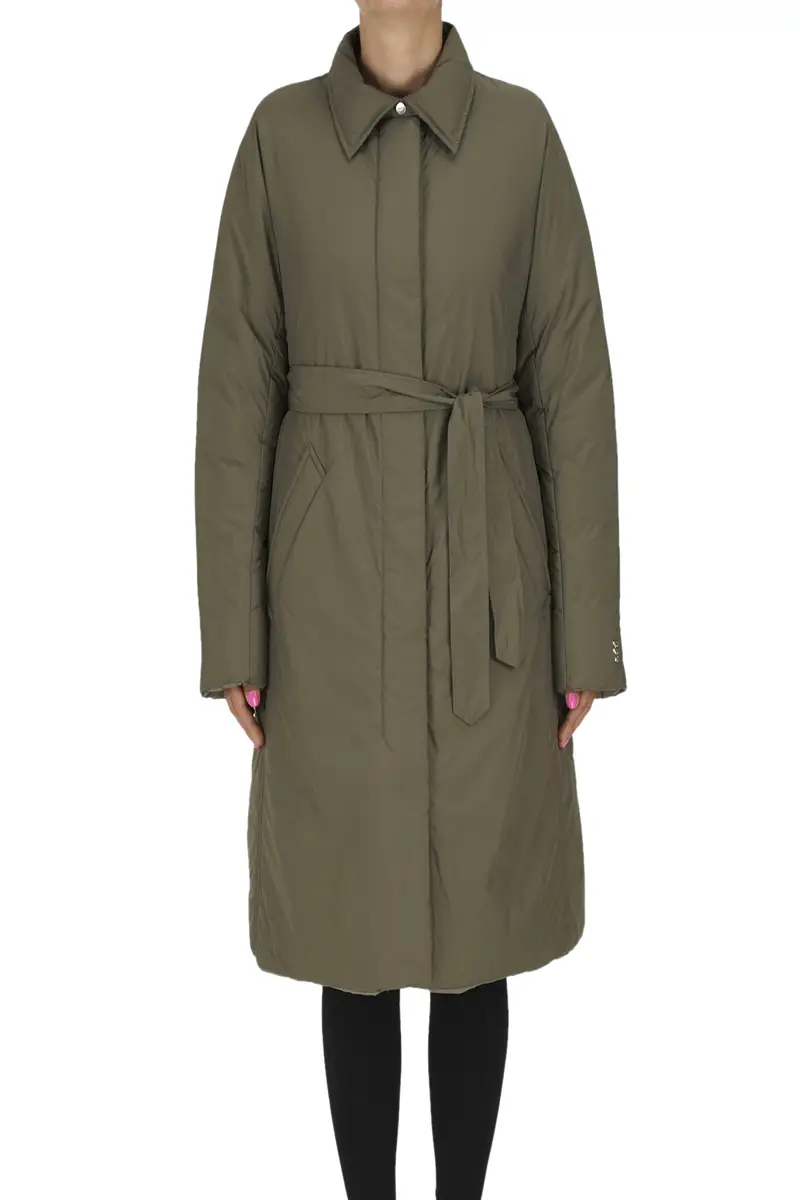 Piumino lungo reversibile Tortora