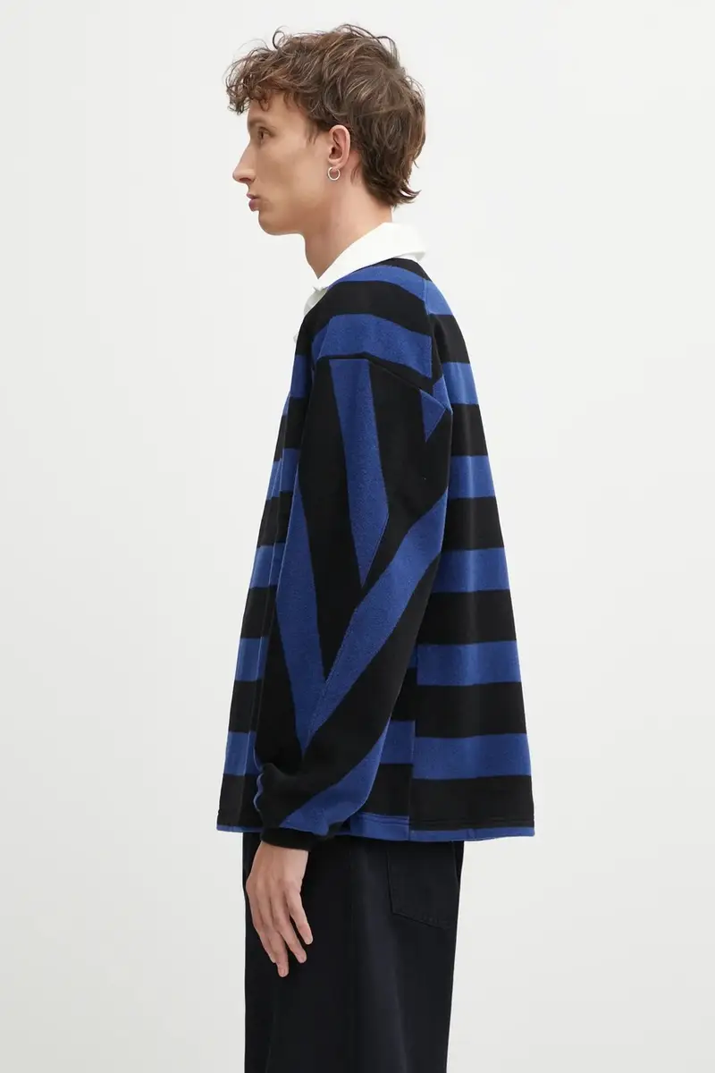 camicetta a maniche lunghe con lana POLO colore blu BO01FWPL0101BL miniatura 2