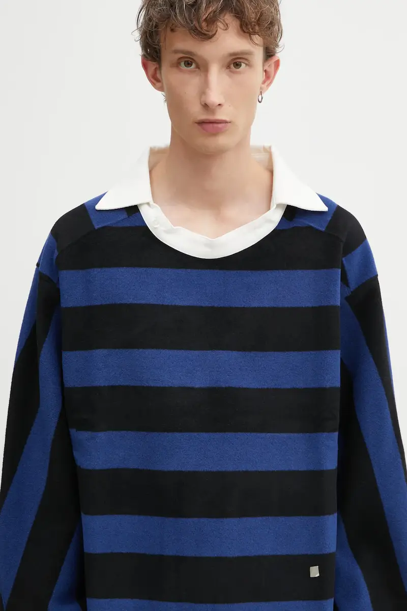 camicetta a maniche lunghe con lana POLO colore blu BO01FWPL0101BL miniatura 4