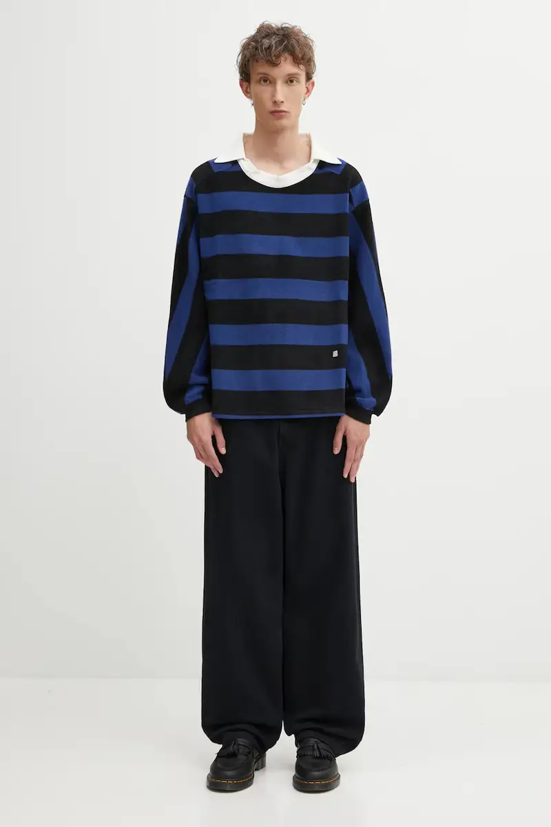 camicetta a maniche lunghe con lana POLO colore blu BO01FWPL0101BL miniatura 5