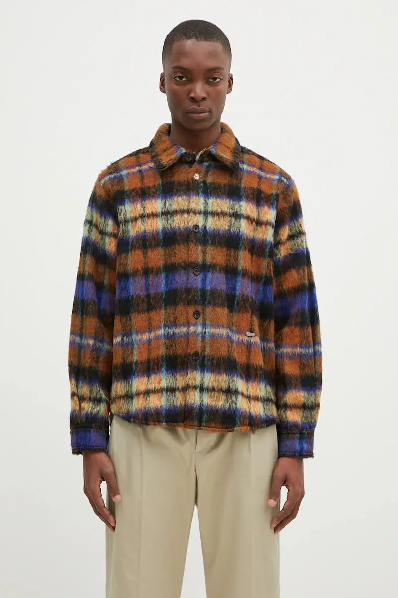 camicia in lana colore marrone BN01FWJK0118BR