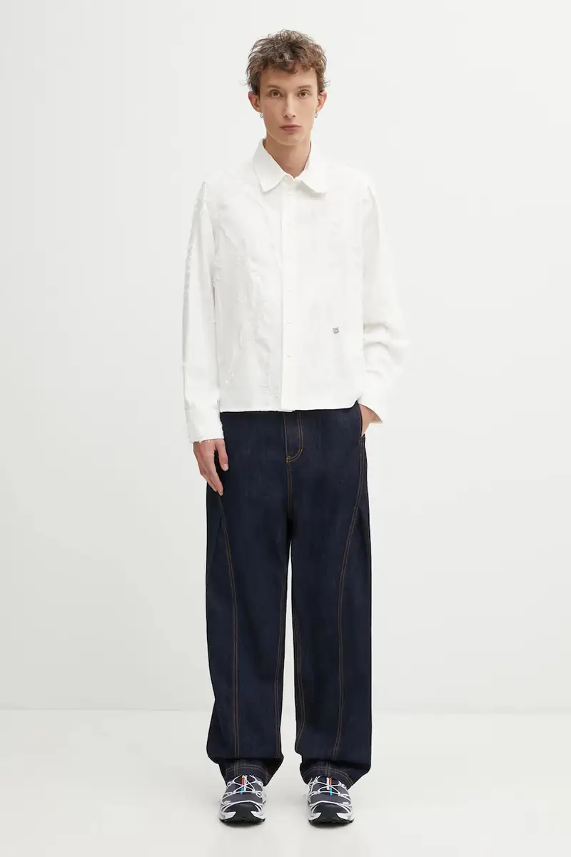 camicia in lino misto SHIRT uomo colore bianco BO01FWSH0101OW miniatura 5