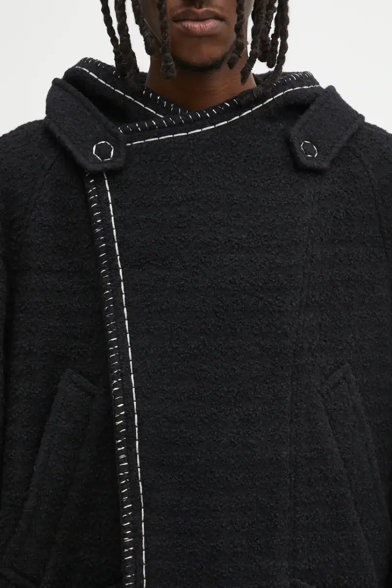 cappotto con lana COAT colore nero BO01FWCT0104BK miniatura 4