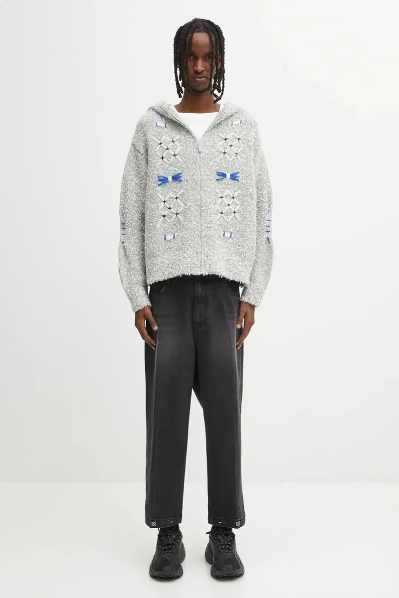 cardigan con lana KNIT colore grigio BO01FWKT0704GR miniatura 5