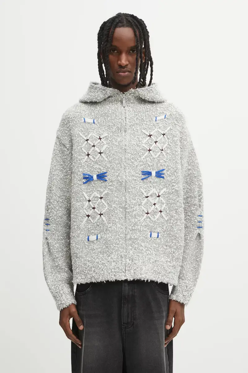 cardigan con lana KNIT colore grigio BO01FWKT0704GR