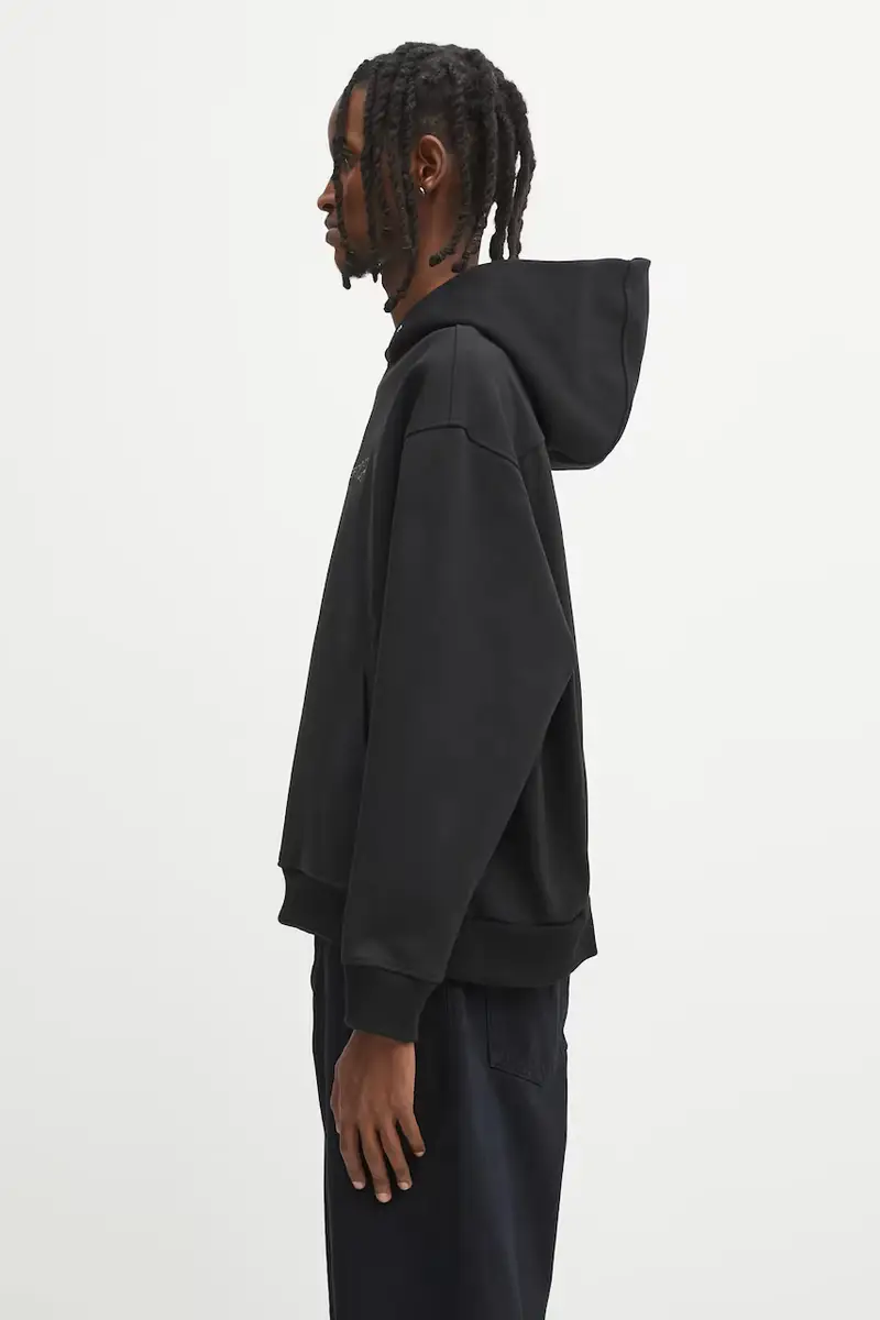 felpa HOODIE uomo colore nero con cappuccio con applicazione BO01FWHD0101BK miniatura 2