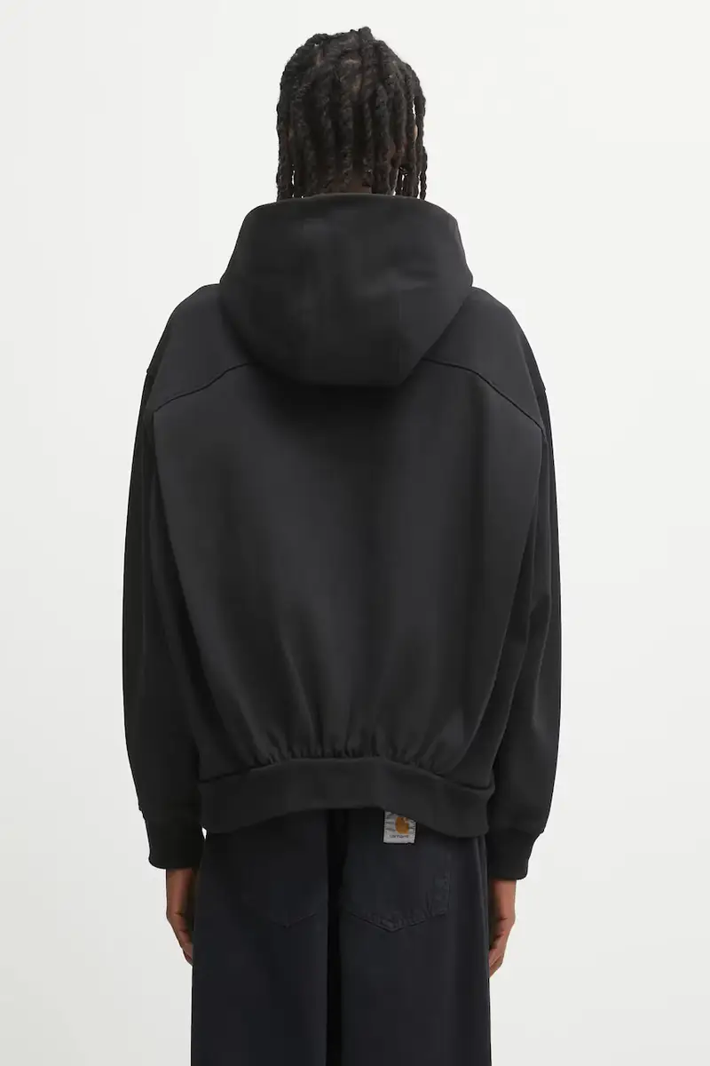 felpa HOODIE uomo colore nero con cappuccio con applicazione BO01FWHD0101BK miniatura 3