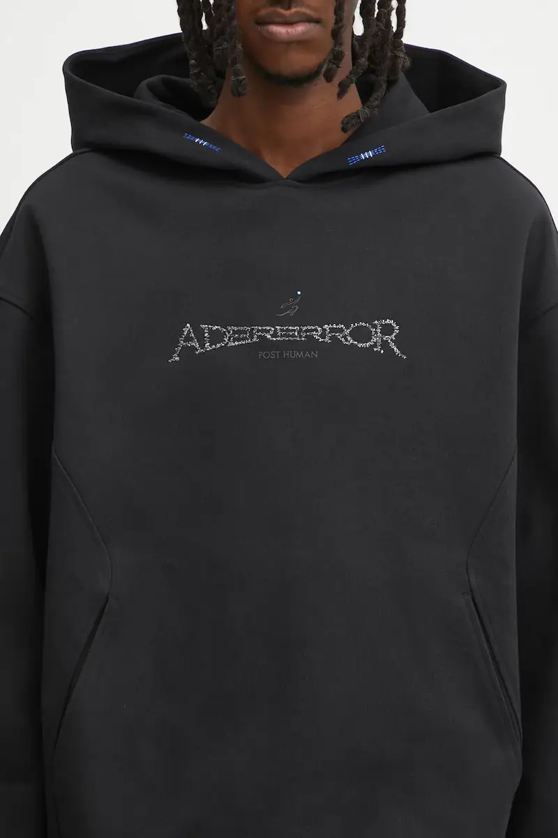 felpa HOODIE uomo colore nero con cappuccio con applicazione BO01FWHD0101BK miniatura 4