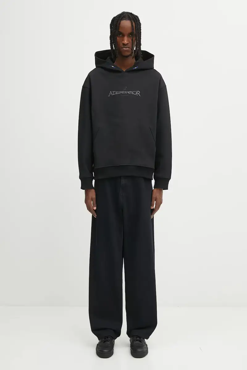 felpa HOODIE uomo colore nero con cappuccio con applicazione BO01FWHD0101BK miniatura 5