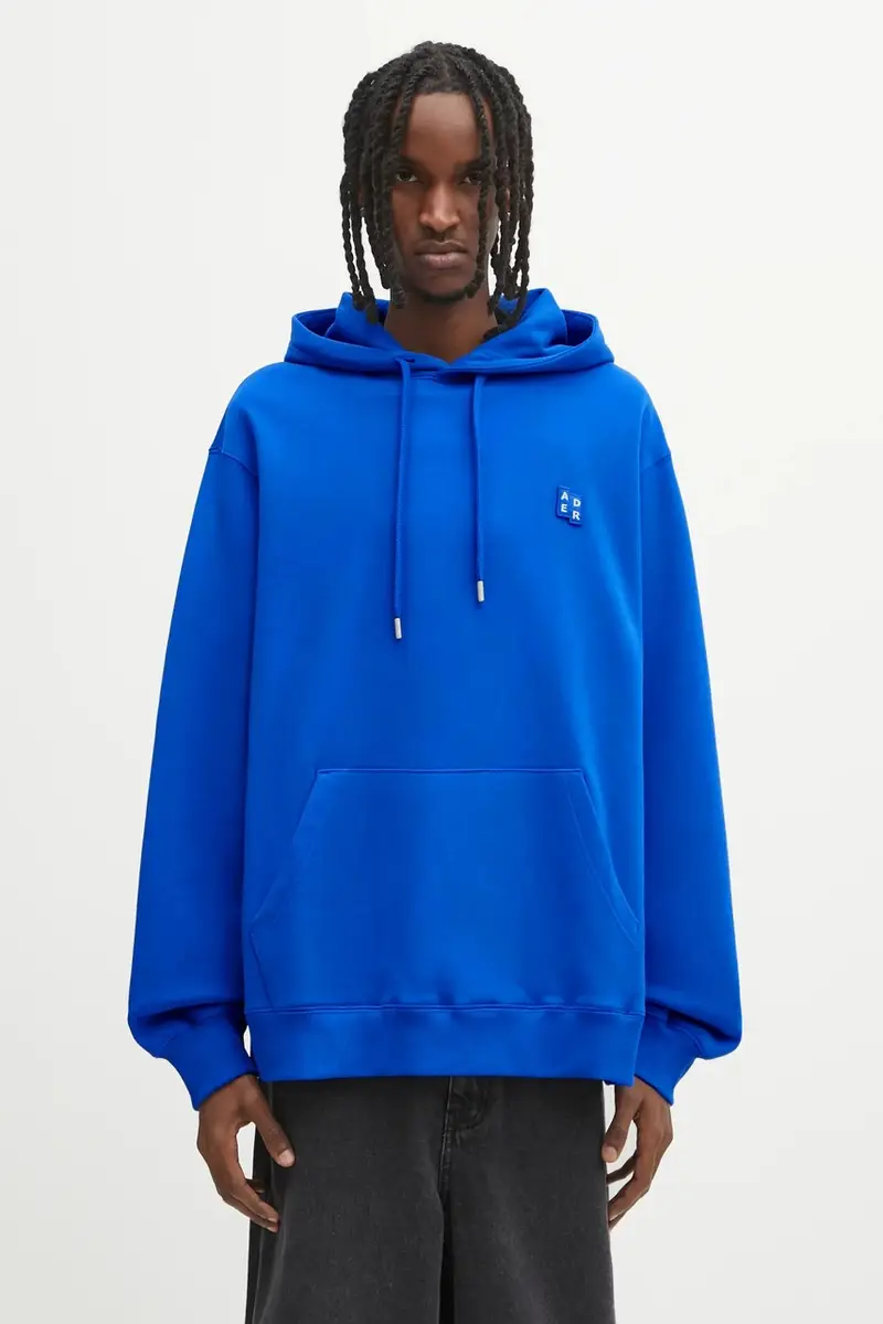 felpa in cotone HOODIE uomo colore blu con cappuccio BO42FYHD0101BL