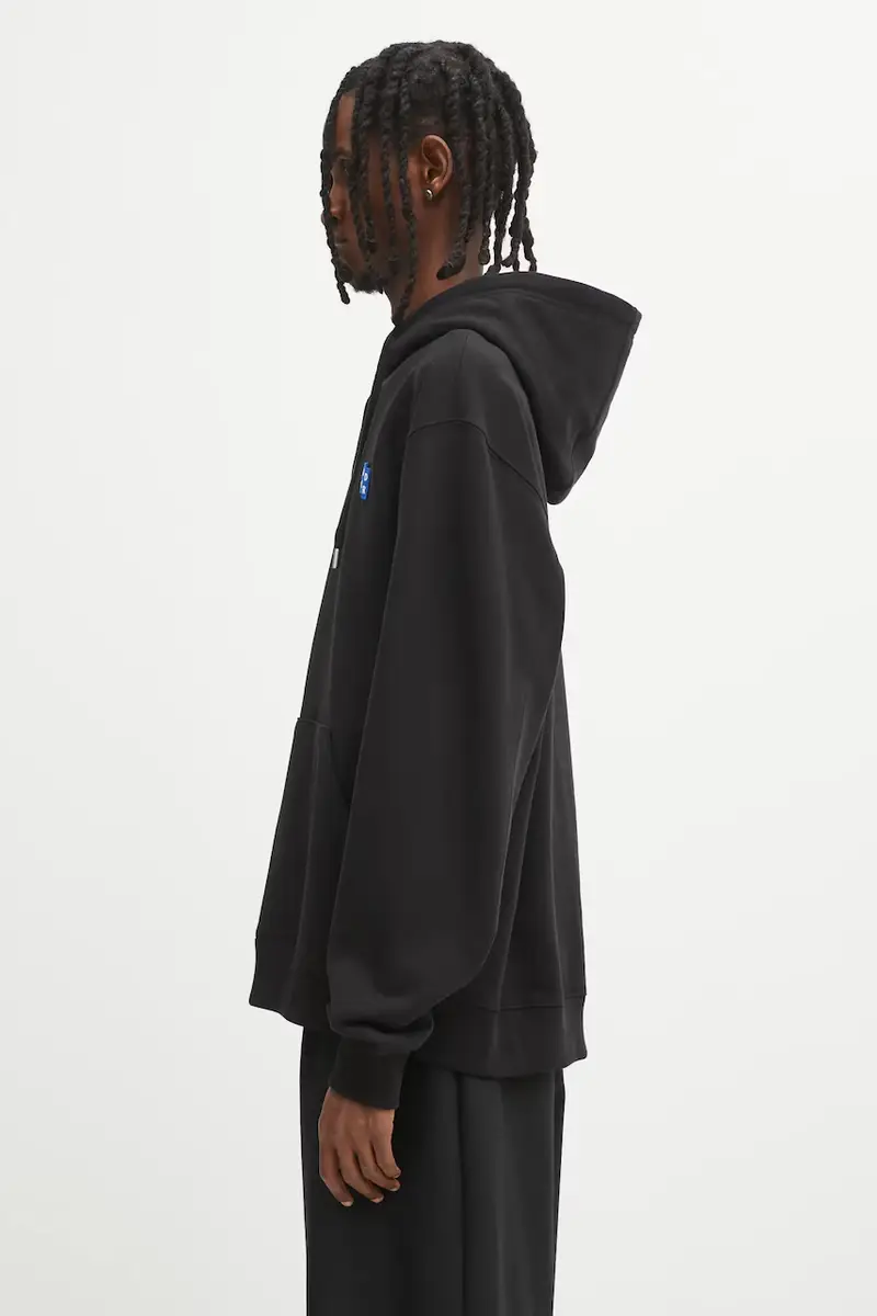 felpa in cotone HOODIE uomo colore nero con cappuccio BO42FYHD0101BK miniatura 2