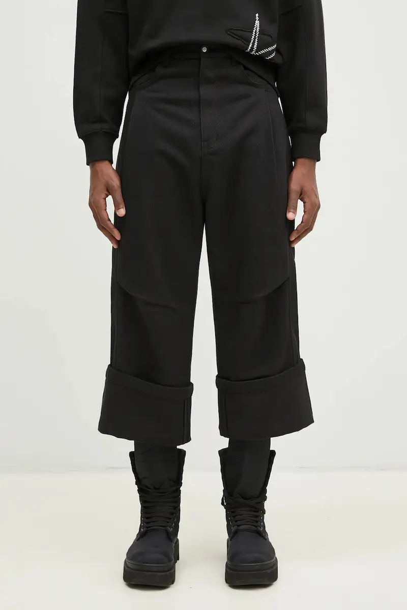 pantaloni in cotone colore nero BN01FWBT0102BK