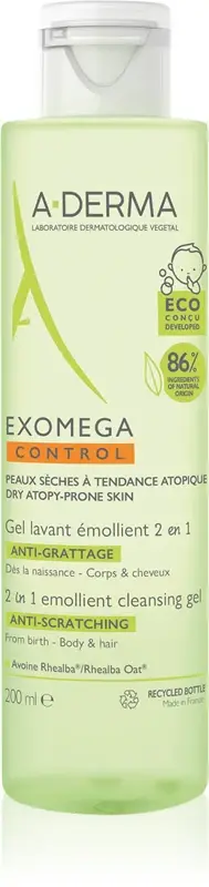 A-Derma Exomega Control Gel Lavante Emolliente Antigraffio 200ml