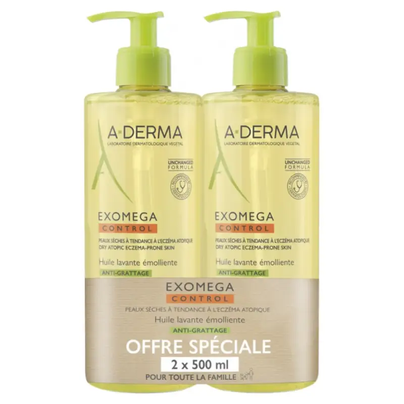 A-Derma Exomega Control Lavante Emolliente Antigraffio 2x500ml