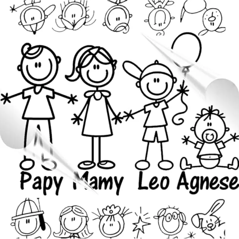 STICKEREDO Adesivo Famiglia Auto Personalizzabile - Personaggi Bambini Genitori Animali