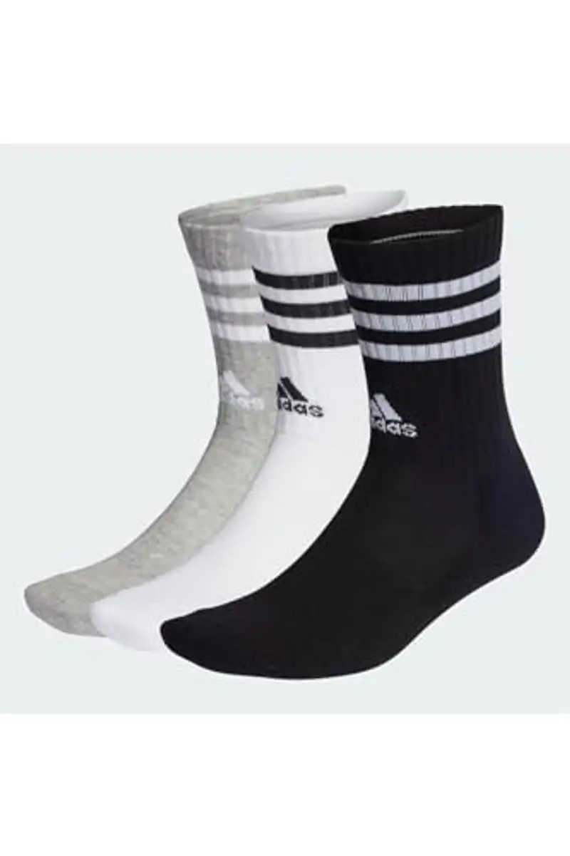 adidas 3-stripes Cushioned Crew Socks 3 Pairs, Calzini Unisex - Bambini e ragazzi, Medium Grey
