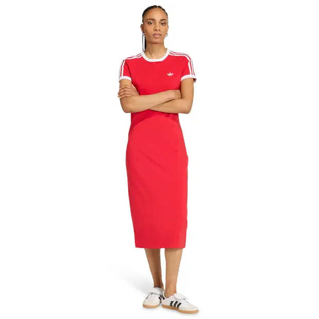 3 Stripes Dress Donna - Vestiti Rosso - di cotone Red
