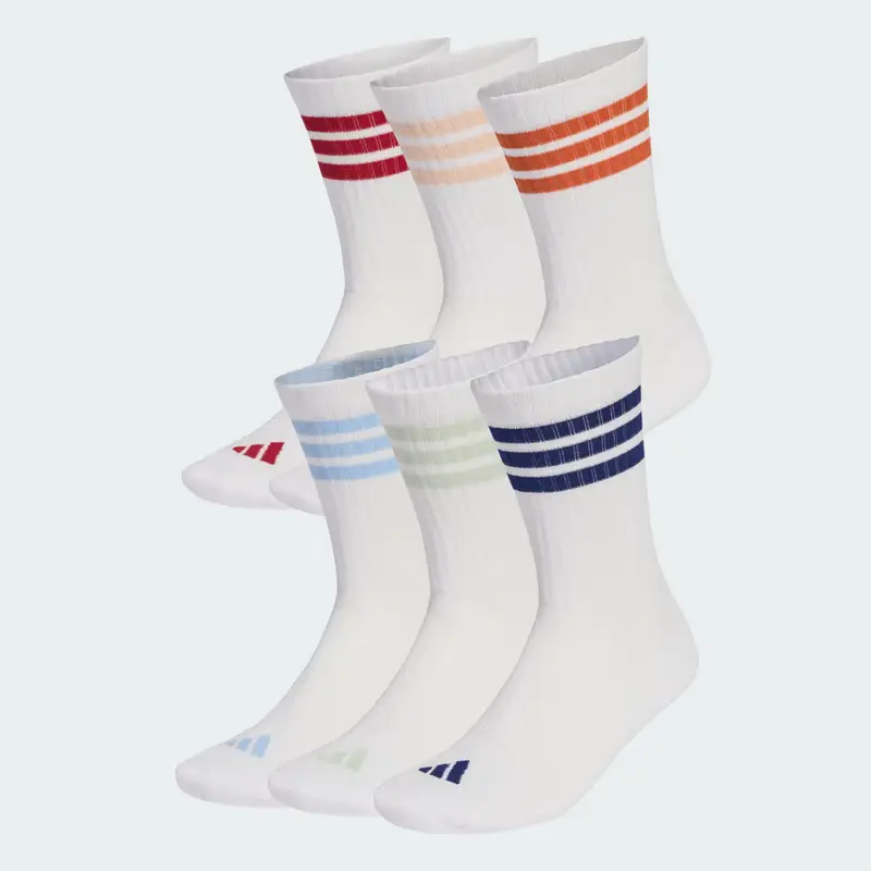 3 Strisce Essentials Cushioned Crew Socks Confezione da 6 paia di calzini White