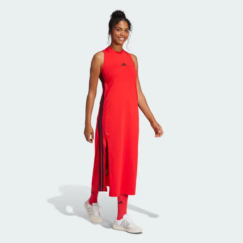 Abito Essentials 3-Stripes Long Racerback Pure Ruby miniatura 3