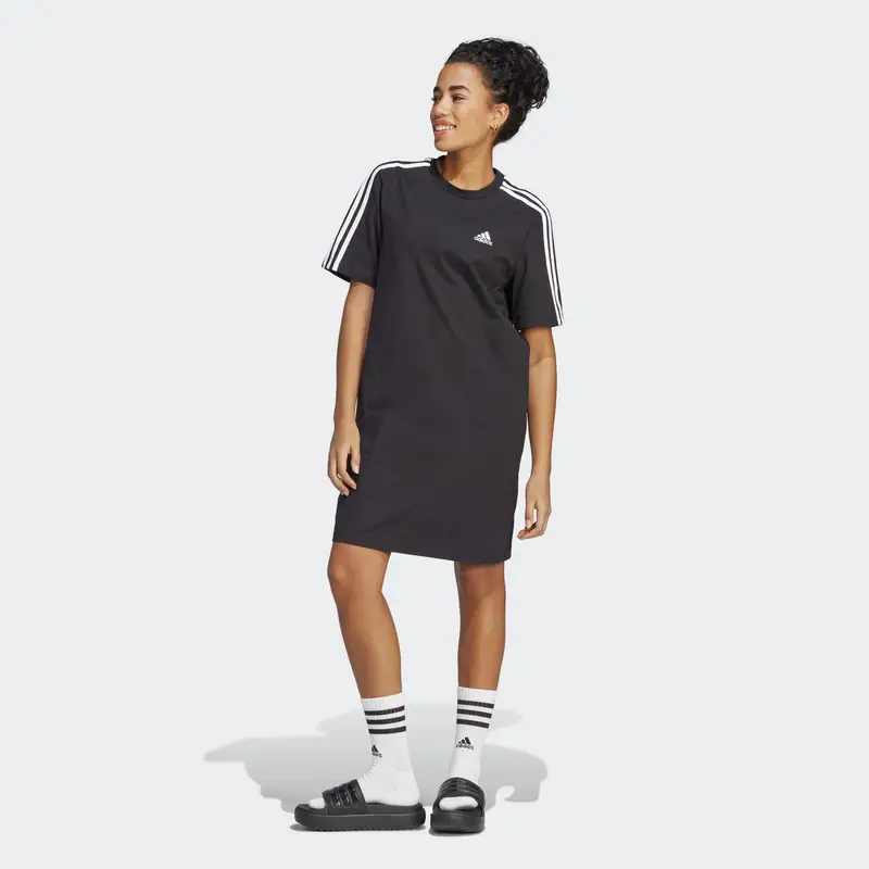 Abito Essentials 3-Stripes Single Jersey Boyfriend Tee | Adidas Nero