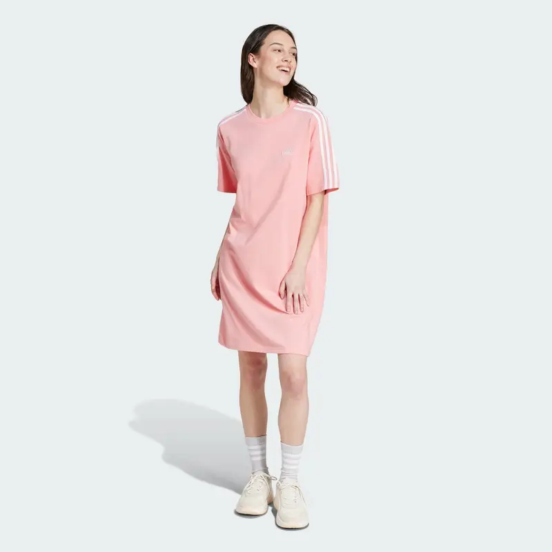 Abito Essentials 3-Stripes Single Jersey Boyfriend Tee | Adidas Rosa