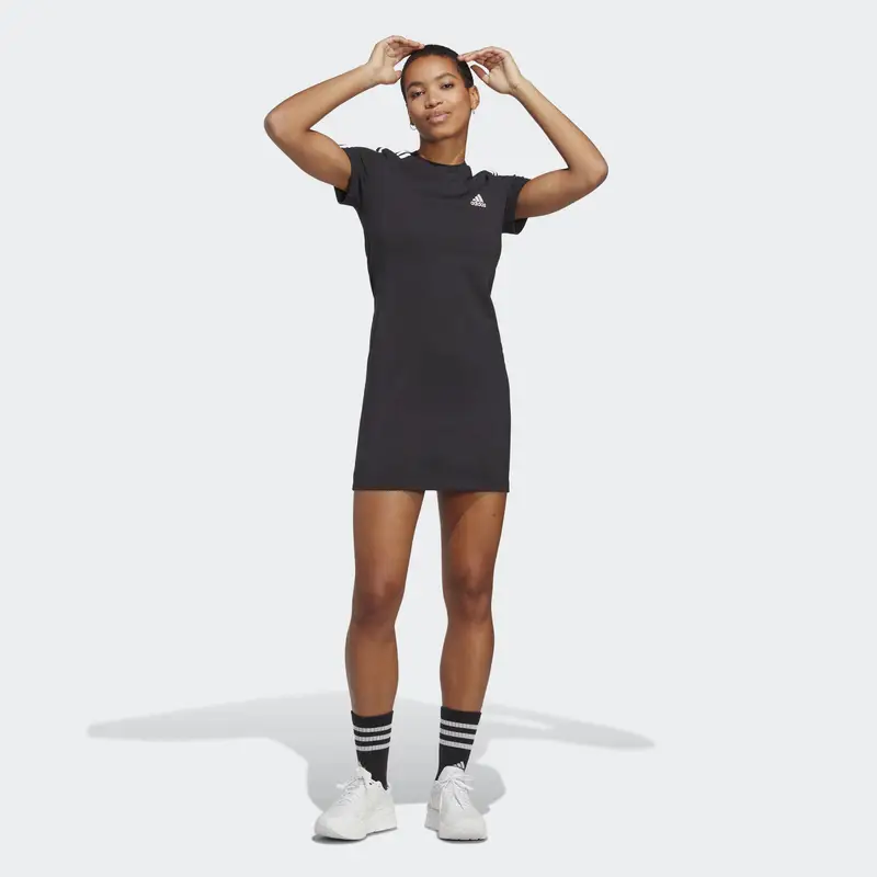 Abito Essentials 3-Stripes Single Jersey Fitted Tee | Adidas Nero