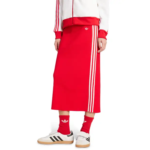 Adicolor Knit 3-stripes Skirt female Gonne - Rosso - Tela di cotone - Foot Locker Red