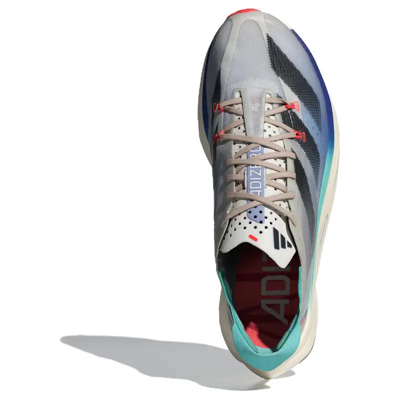 Adizero Adios Pro 3 Aurora Ink Flash Aqua Sneakers Unisex Crema Bianco Sporco IE6237 44⅔ miniatura 2