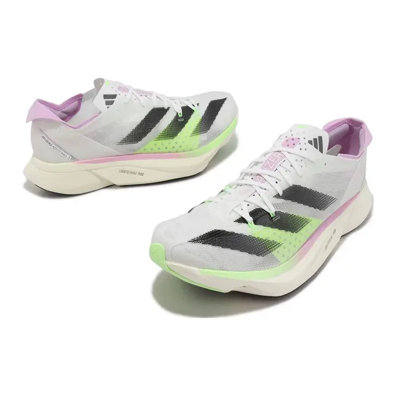 Adizero Adios Pro 3 Scarpe da Corsa da Maratona Comode Antiscivolo Resistenti all Usura Uomo Sneaker Verde IG6444 45⅓ miniatura 3