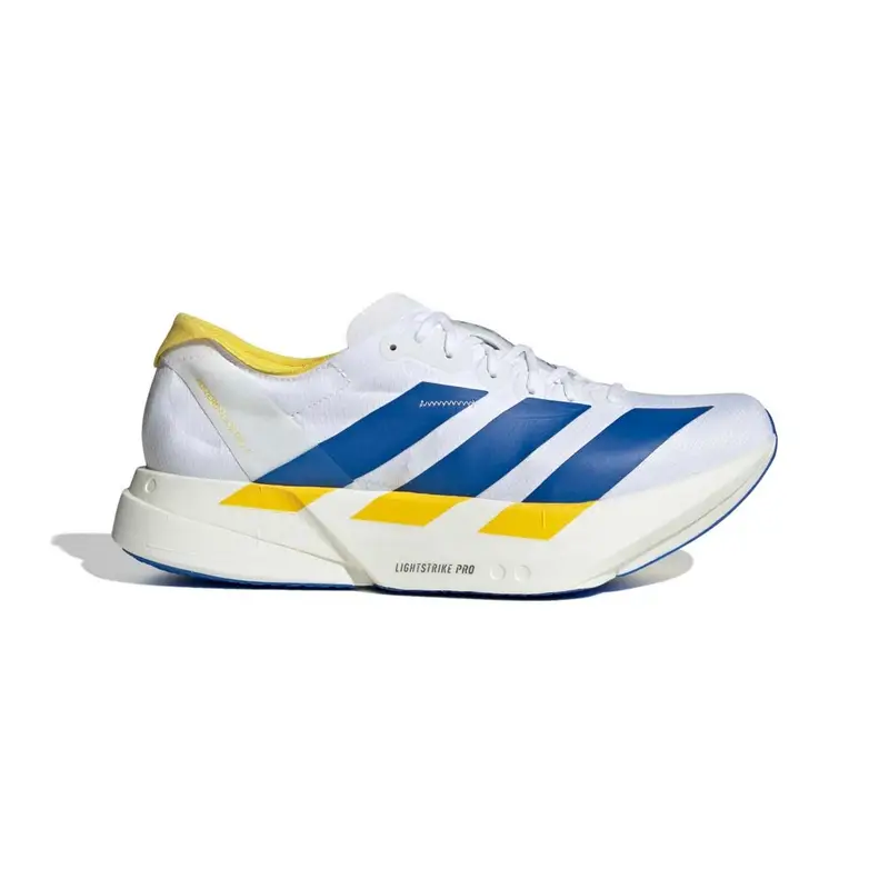 Adizero Adios Pro 4 Boston Bianco Blu Giallo - Scarpe Running Uomo EUR 42 2/3 / UK 8,5